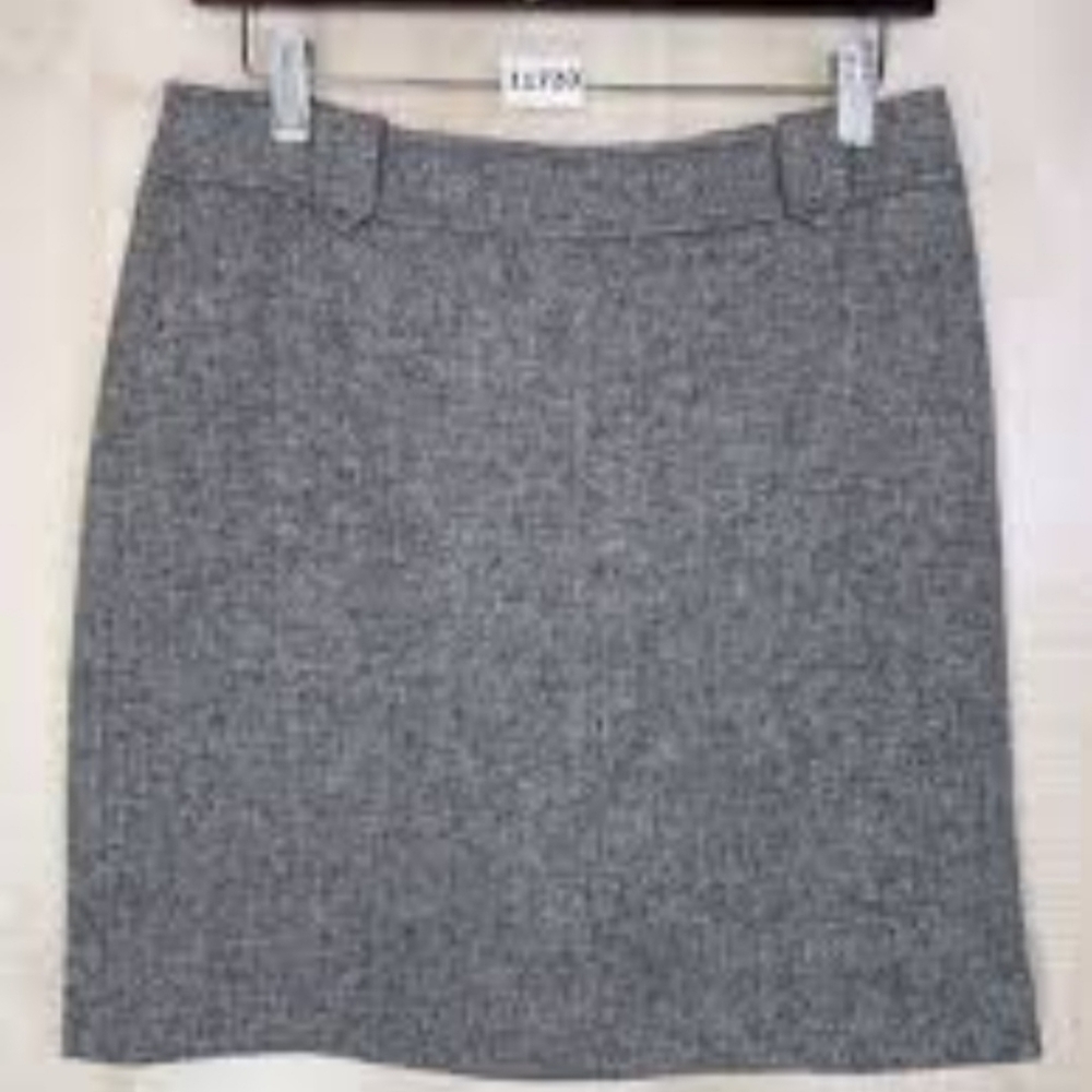 TALBOTS WOMEN GRAY HERRINGBONE WOOL SKIRT SIZE 8P